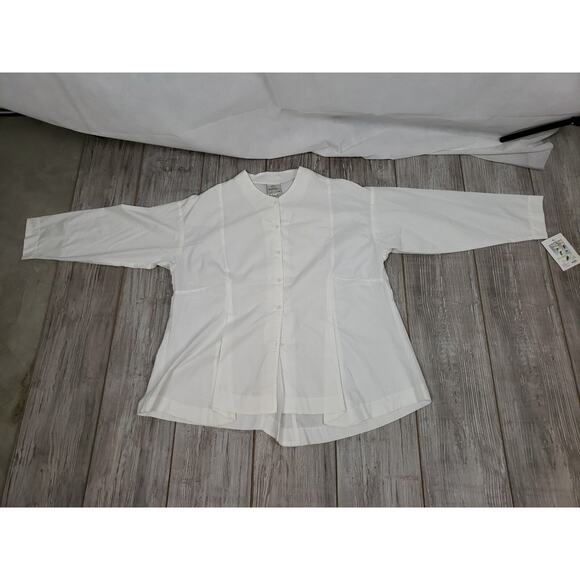 NWT Spirithouse white Button Down Top Size S/M Cotton Blend Long Sleeve - Picture 5 of 9